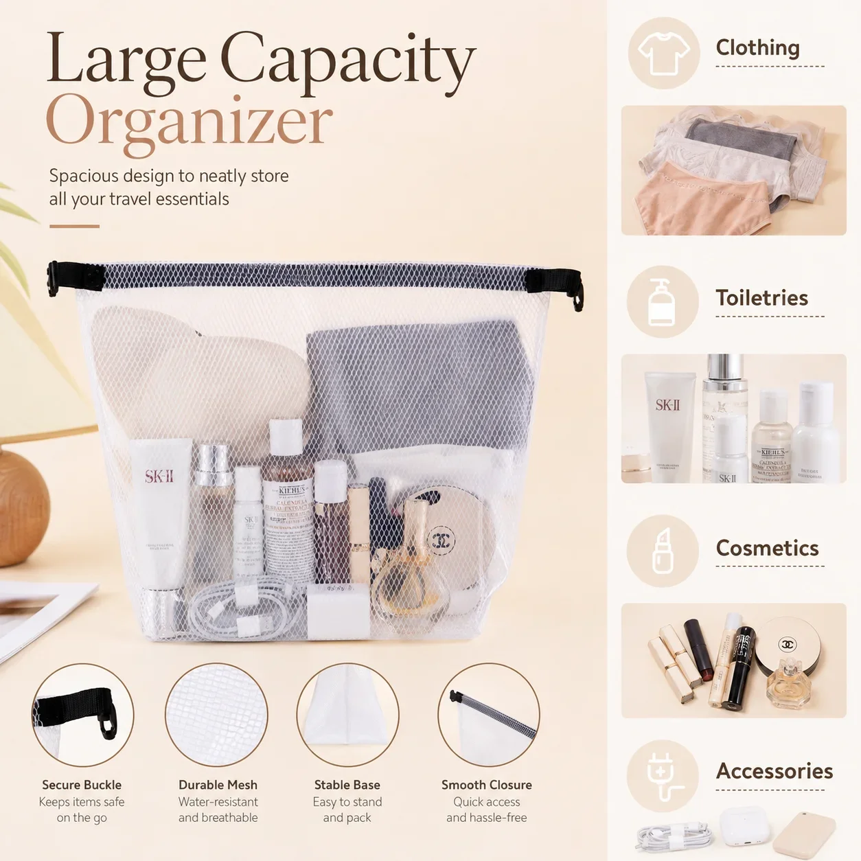 Multifunctional Clear Plastic Zipper Pouch, Dustproof and Waterproof Storage Bag for Travel and Home Organization
