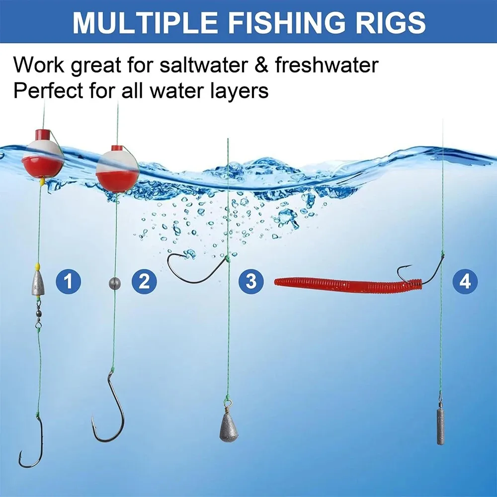 160 Uds accesorios de pesca Kit de aparejos incluidos anzuelos de pesca Bobbers giratorios peso de plomo equipo de pesca para lubina trucha - imagen 3