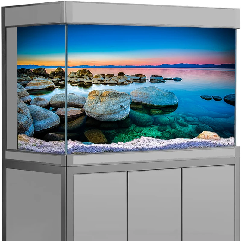 

Аквариум фон наклейка камень вид на море плакат украшение аквариума самоклеящиеся обои 3d фон