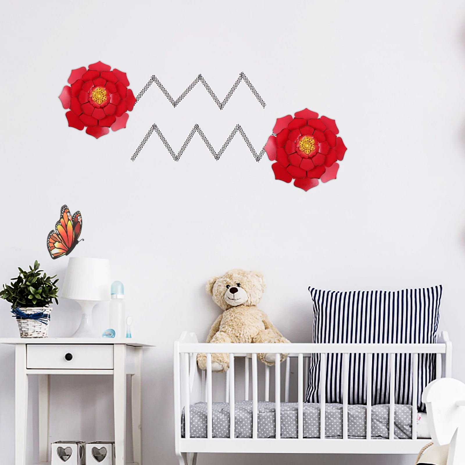 

1pc Metal Flower Wall Decor Bright Color Iron Living Room Bedroom Decoration Wall-Mounted Sculpture Home Ornament Gift