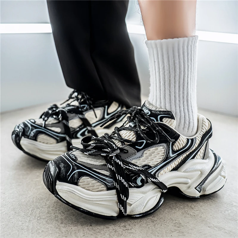 Skate Men's Casual Platform Sneakers with Dual Laces