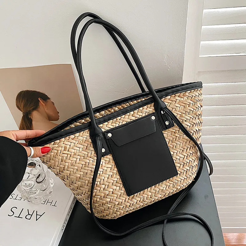 New Beach Basket Summer Bag Straw Bag Fashion Beach Bags Big Rattan Shoulder Bags Large Capacity Woven Bag Handmade Handbags