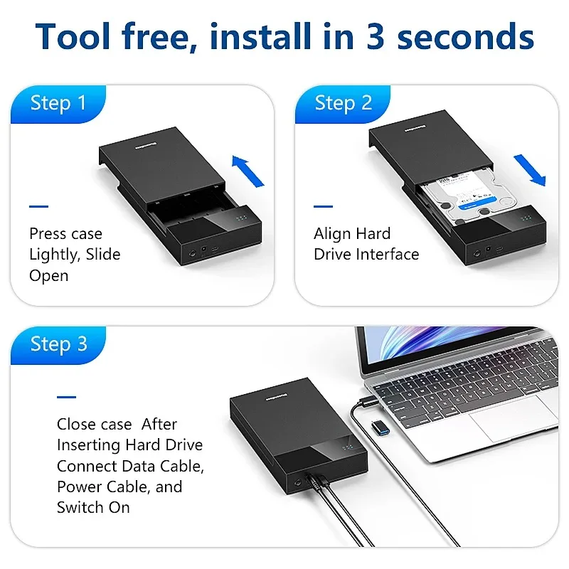 5Gbps 16TB Zewnętrzna obudowa dysku twardego 2,5/3,5 cala SSD Zewnętrzna obudowa dysku twardego Adapter obudowy dysku twardego SATA na USB 3.0 do laptopa PC