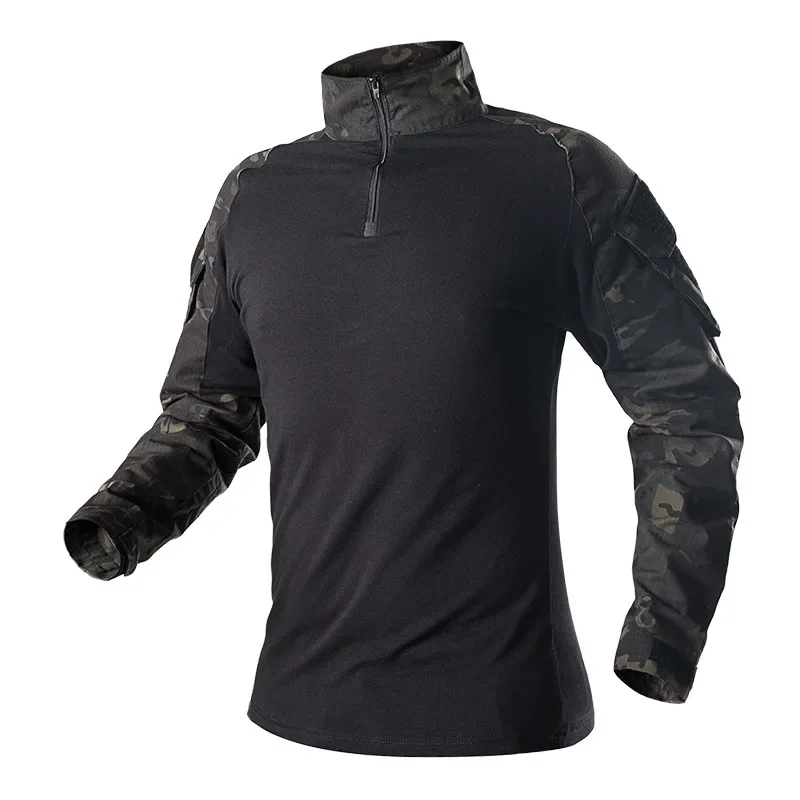 Herren Outdoor-Trainingshemden, atmungsaktiv, langlebig, Patchwork, Arbeitskleidung, Oberteile, Wandern, T-Shirts, Angeln, Jagd, Paintball-T-Shirts – Detail 7