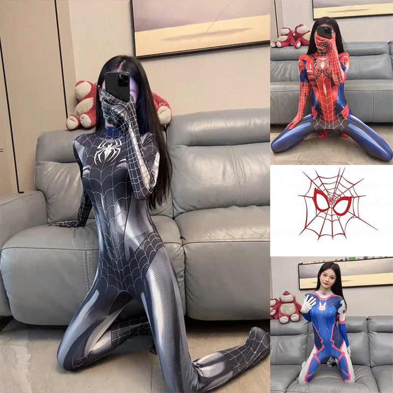 Body de Cosplay de Halloween, Sexy, negro, rojo, araña, vestido de fiesta de Carnaval, mono, disfraz, ropa para niñas, juego de rol, regalos de aniversario