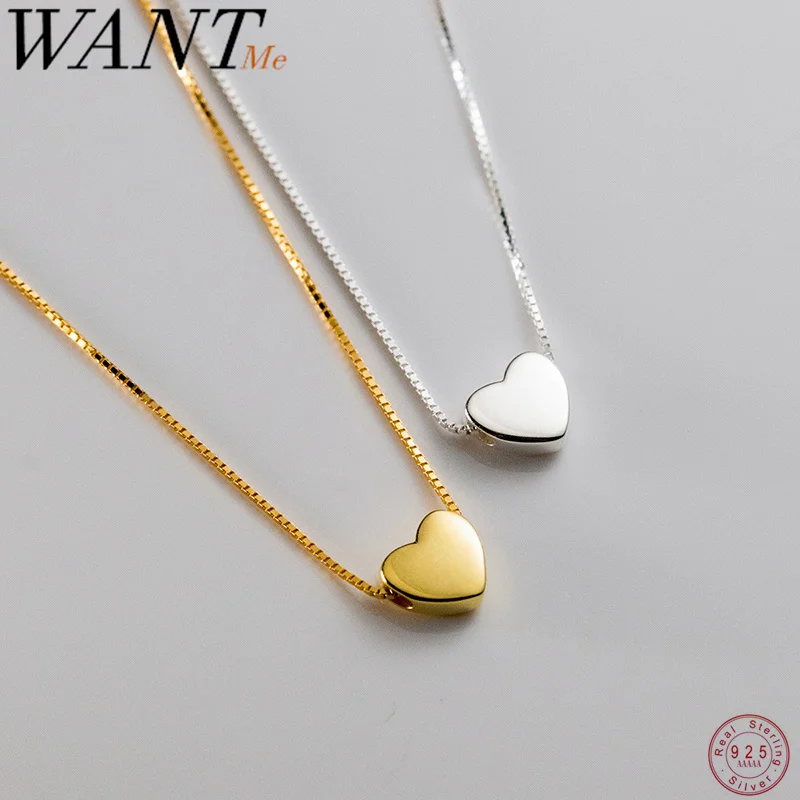 WANTME 925 Sterling Silver Romantic Love Star Box Chain Charm Clavicle Necklace for Women Fashion Simple Chic Party Jewelry Gift