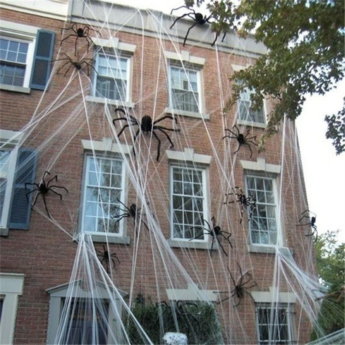 Araña negra gigante para decoración de Halloween, accesorio de Casa Encantada para interiores y exteriores, 90cm