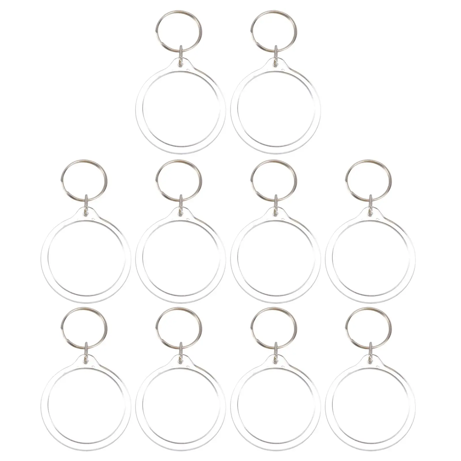 

10 Pcs Acrylic Photo Frame Pendant Keychain Split Ring Blank Insert Keyring Picture
