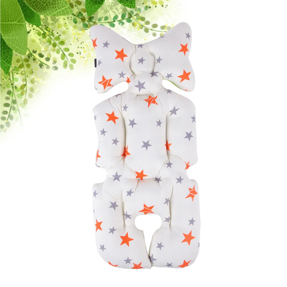 

Stroller Cushion Liner Pure Cotton Soft Seat Support Breathable Adjustable Belt Slots for Baby 79x40cm Pram Seat