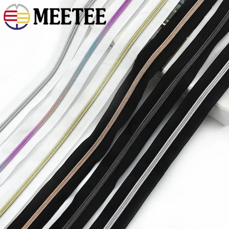 2/5/10Meters Meetee 5# Nylon Zippers Sliders for Clothes Bags Pocket Coil Zip Zipper Slider Replace DIY Garment Sewing Accessory