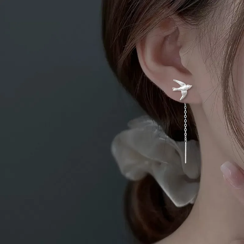 New Swallow Bird Girl Earrings Cute Animals Chinese China-Chic Tassel Earrings Women's Fashion Jewelry Gift