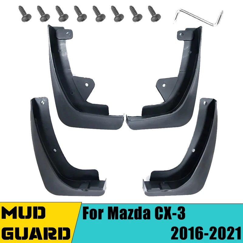 

4 PCS Car Mudguard Mud Flaps For Mazda CX-3 CX3 2016 2017 2018 2019 2020 2021 DK Auto Splash Flap Guard Rear Fender Accessories