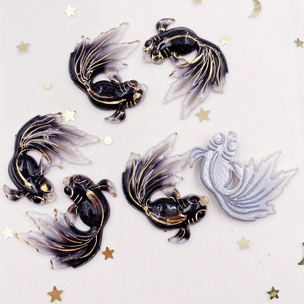Colorful Acrylic 10/20pcs Goldfish Flat Back Rhinestone Ornaments - 1 Hole Pendant DIY Wedding Applique Crafts Jewelry Making Su view 5