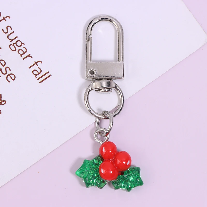 Colorful Glitter Christmas Snowman Santa Claus Elk Keychain Car Key Holder Handbag Keyring Headphone Pendant Jewelry Xmas Gift