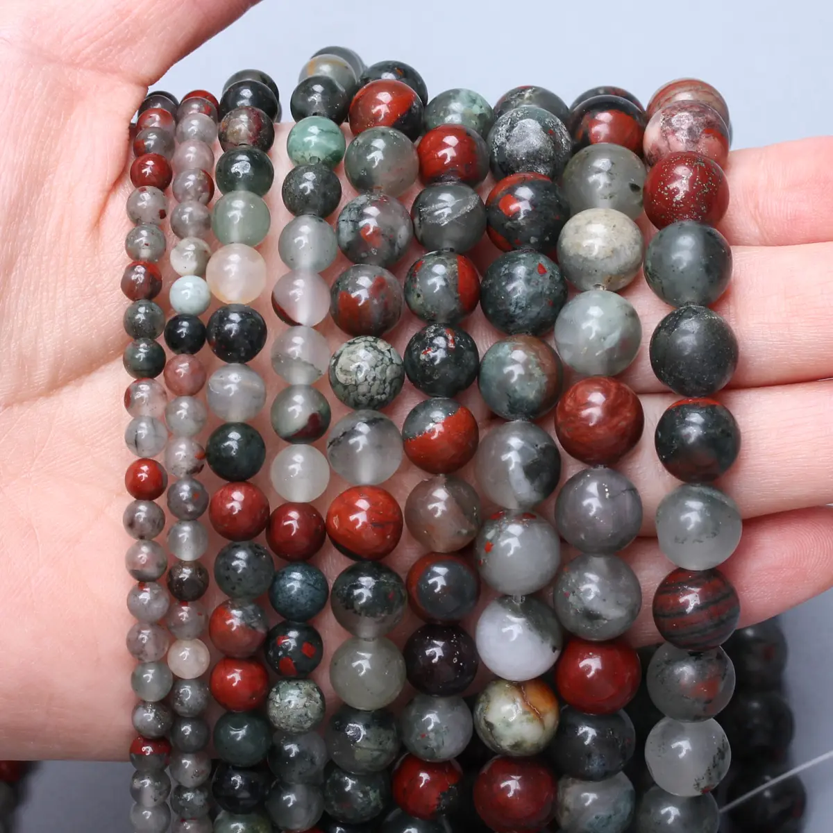 

1 String 4/6/8/10mm Natural African Blood Stone Round Beads for Bracelet Necklace Key Chain Jewelry Making DIY Accessories