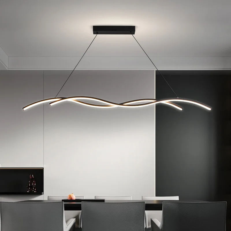 modern long strip wave led pendant lights minimalista sala de jantar bar lustres iluminacao restaurante decoracao de casa candeeiros pendurados 01