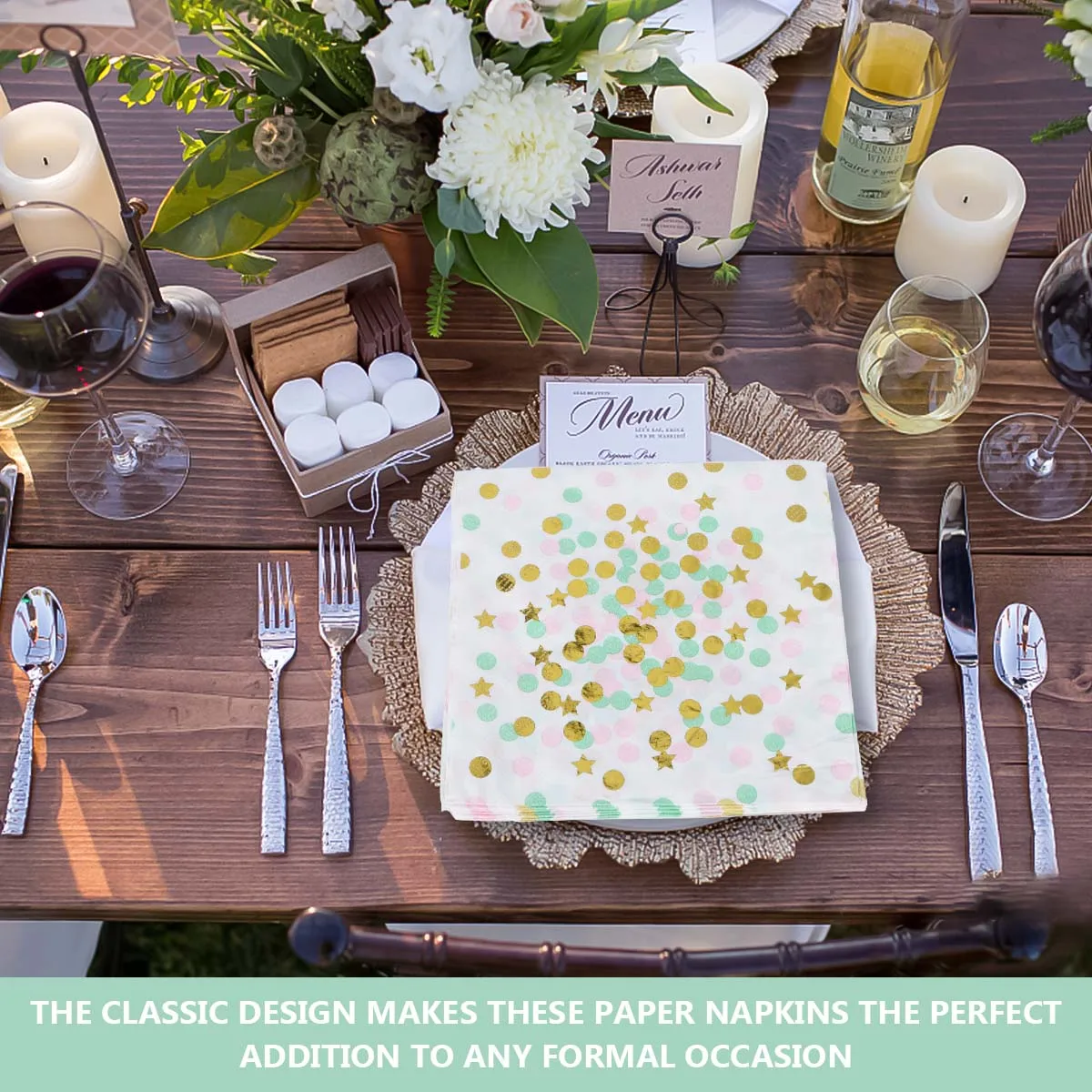 

20Pcs Metallic Gold Dotted Napkins Premium Printed Tissue Paper Towels Ultra Soft Strong for Christmas Baby Shower Event