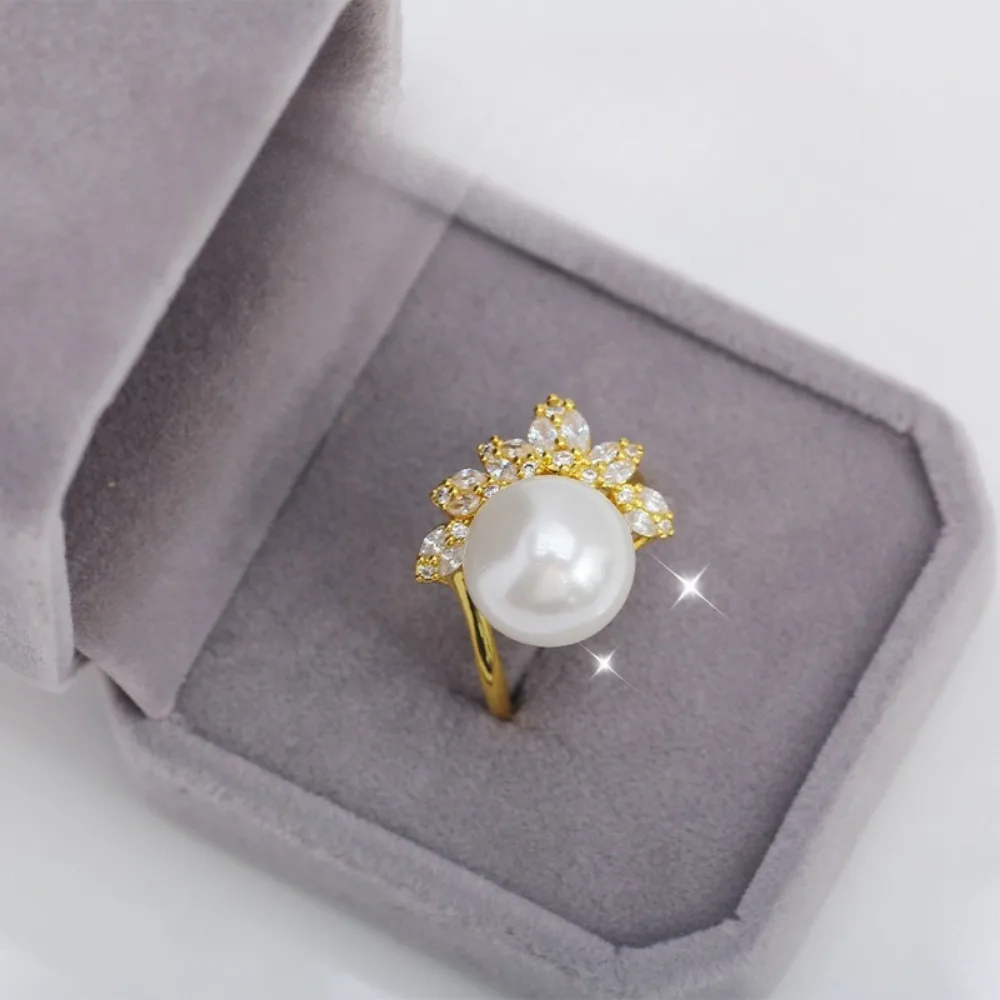 

5pcs Adjustable Gold Plated Pearl Ring Settings Findings & Accessories-for Jewelry Making Bulk Wholesale Craft Supplies 12-13mm