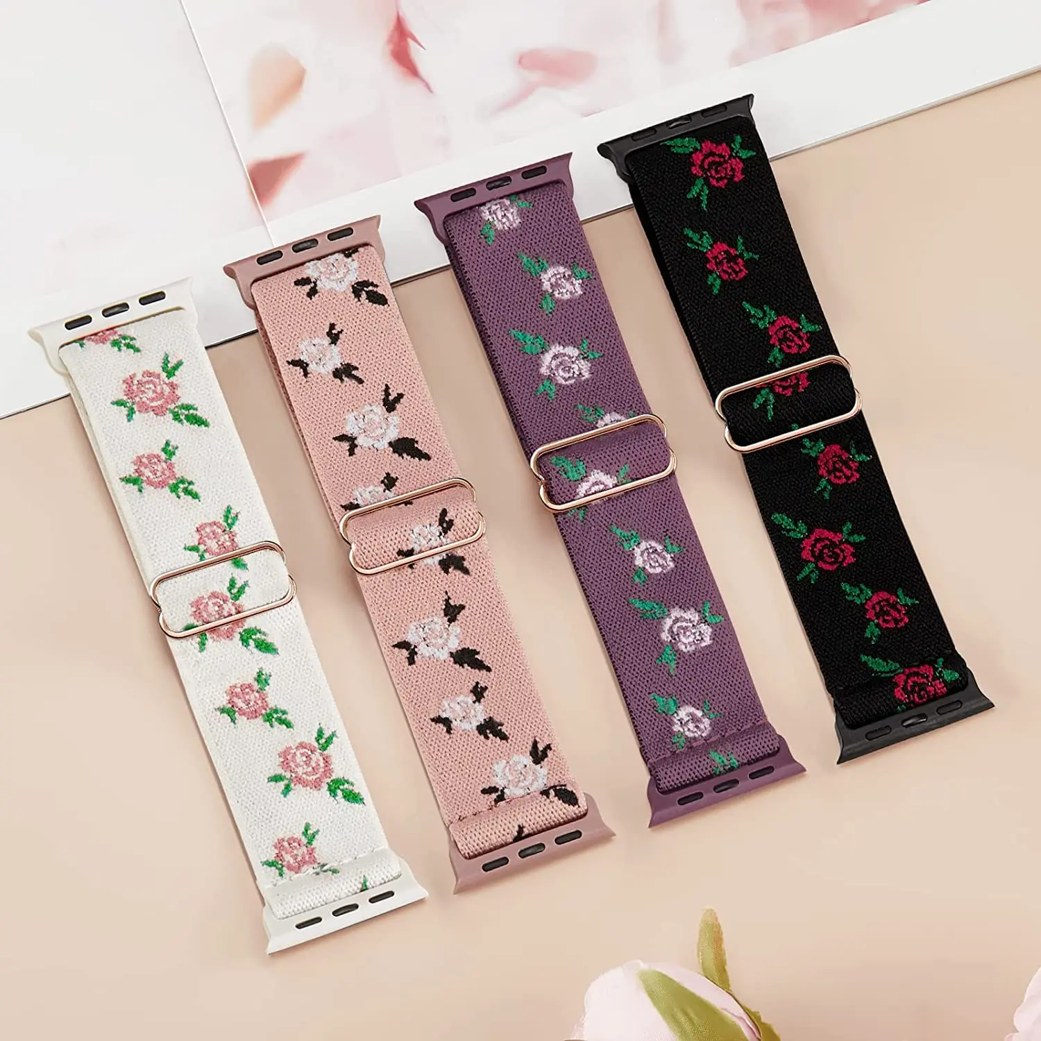 النايلون حزام ل أبل حزام ساعة الترا سلسلة 8 49 مللي متر 41 مللي متر 45 مللي متر سلسلة 7/6 38/42 ساعة للنساء سوار الأزهار التطريز سيدة