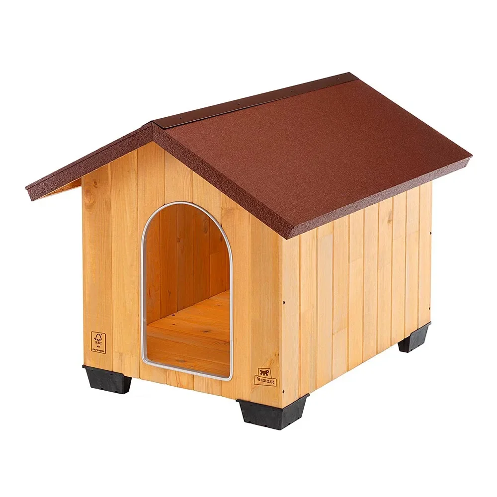 Ferplast Outdoor Dog Kennel DOMUS LARGE, FSC wood, Insulating feet, Ventilation grill, Aluminium chew-proof door