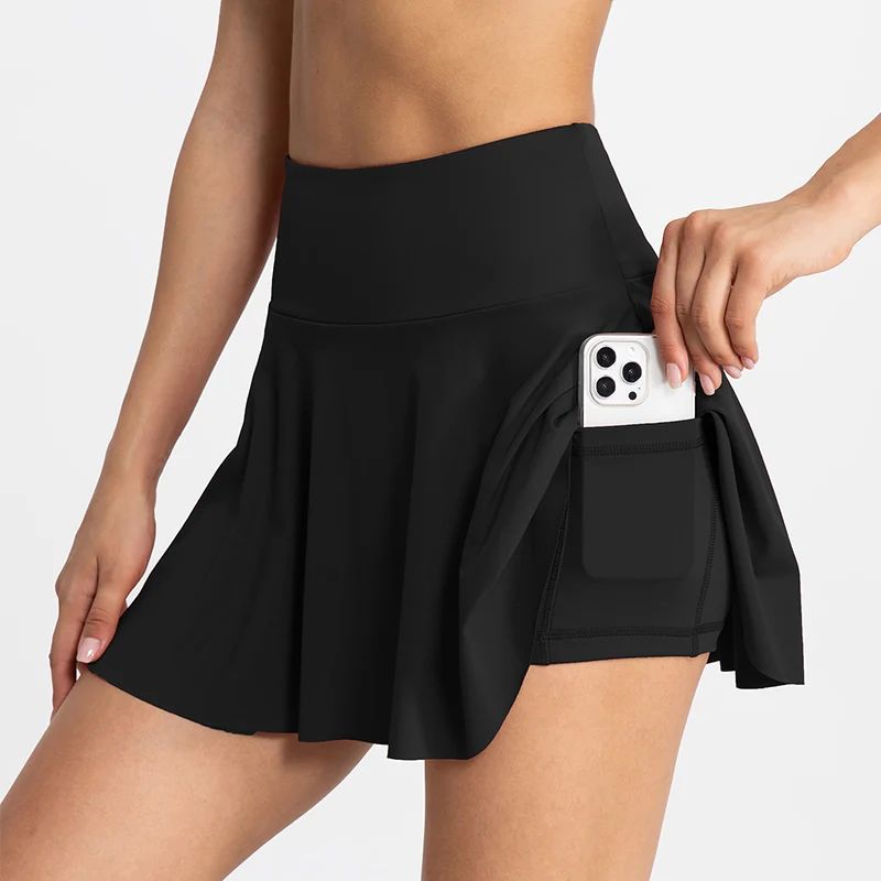 VITALINOVO Pleated Tennis Skirts for Women with Pockets High Waisted Athletic Skirts with Shorts 2 in 1 Gym Workout Golf Skorts