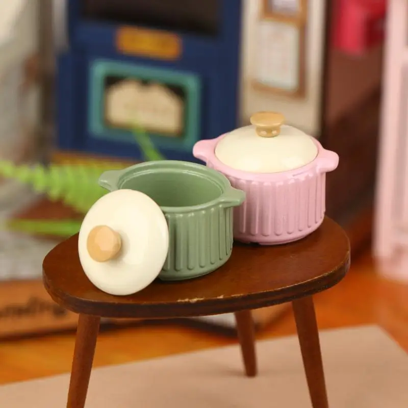 1/12 Miniatuur Poppenhuis Keuken Boterkleurige Soeppan Model Poppenhuis Keukengerei Decoratie Poppenhuis Micro Scène Ornament