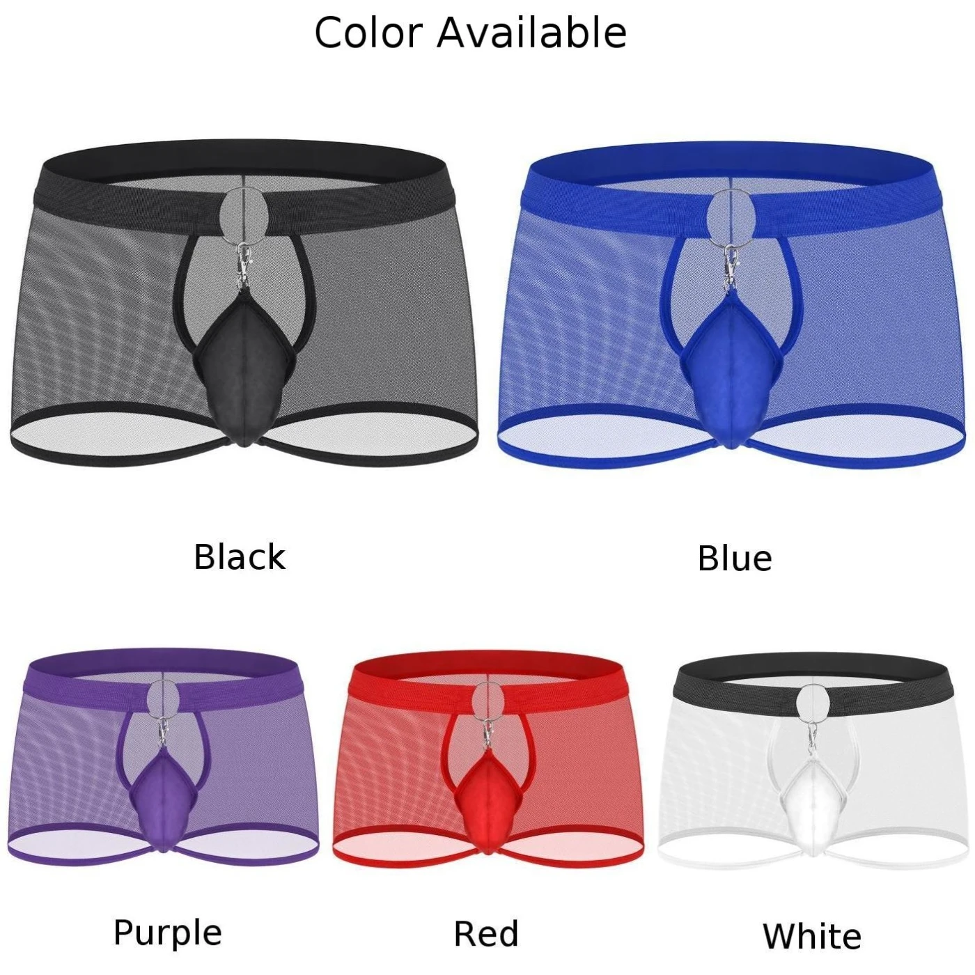 Men\'s Sexy Removeable Peni Bugle Pouch Underwear See Through Briefs Front Open Crotchshorts Erotic Gay Male Lingerie