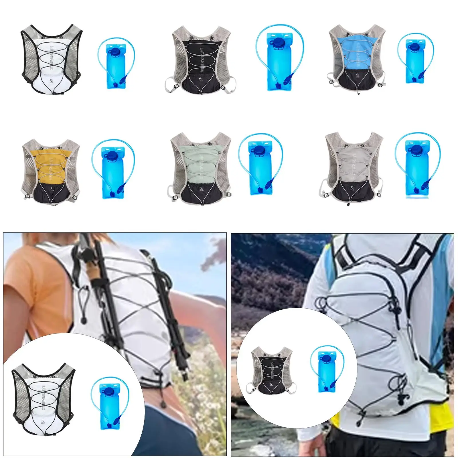 

Lightweight Hydration Backpack, Running Backpack with 2L Water Bladder,