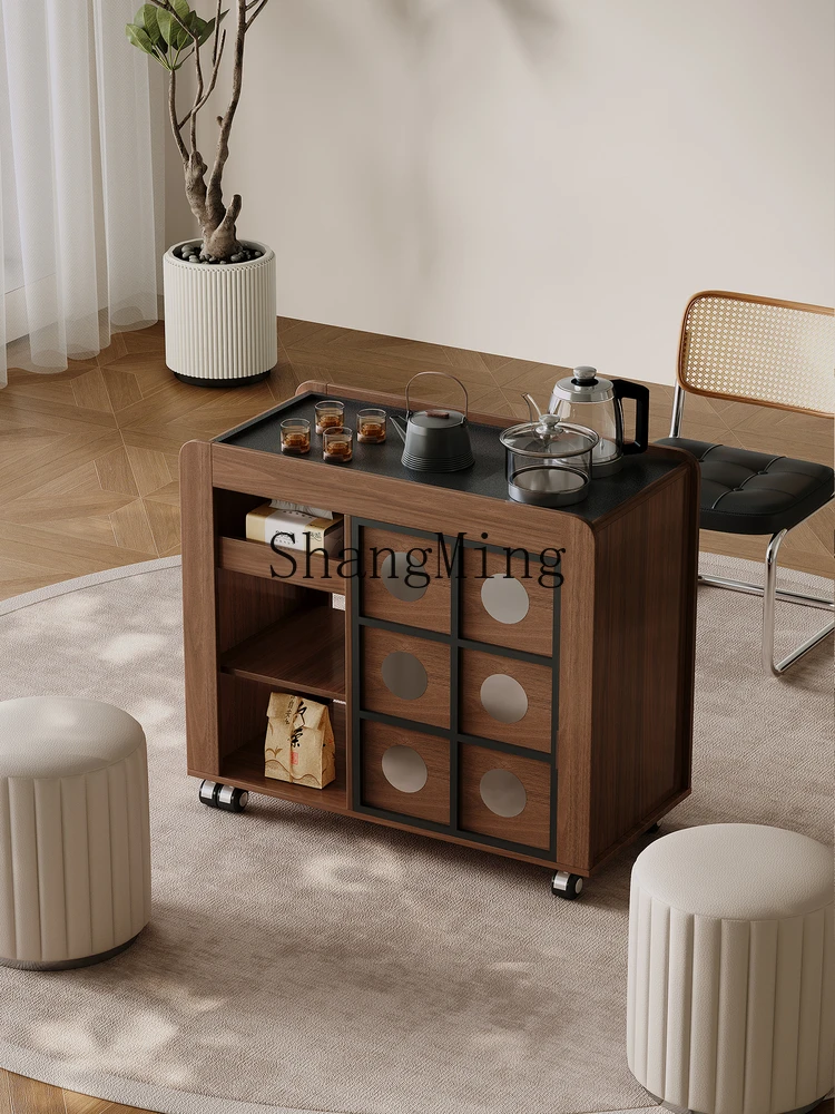FG good-looking  medieval style movable living room solid wood retractablemaking multi-functional home modern high-end tea cart