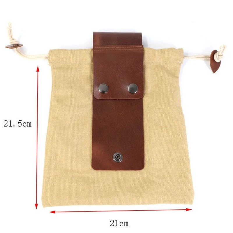 1pc Portable Outdoor Foraging Bag Fruit Picking Pouch Collapsible Berry Puch Storage Leather Bushcraft Canvas Bag Hiking Camping