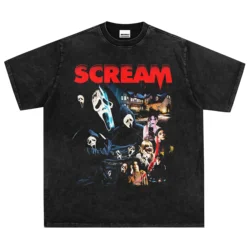 Scream Movie T-shirt Dark Horror Printed Short Sleeve Ghost Baby Back Soul Vest Male Retro Trend Men Clothing  Graphic T Shirts