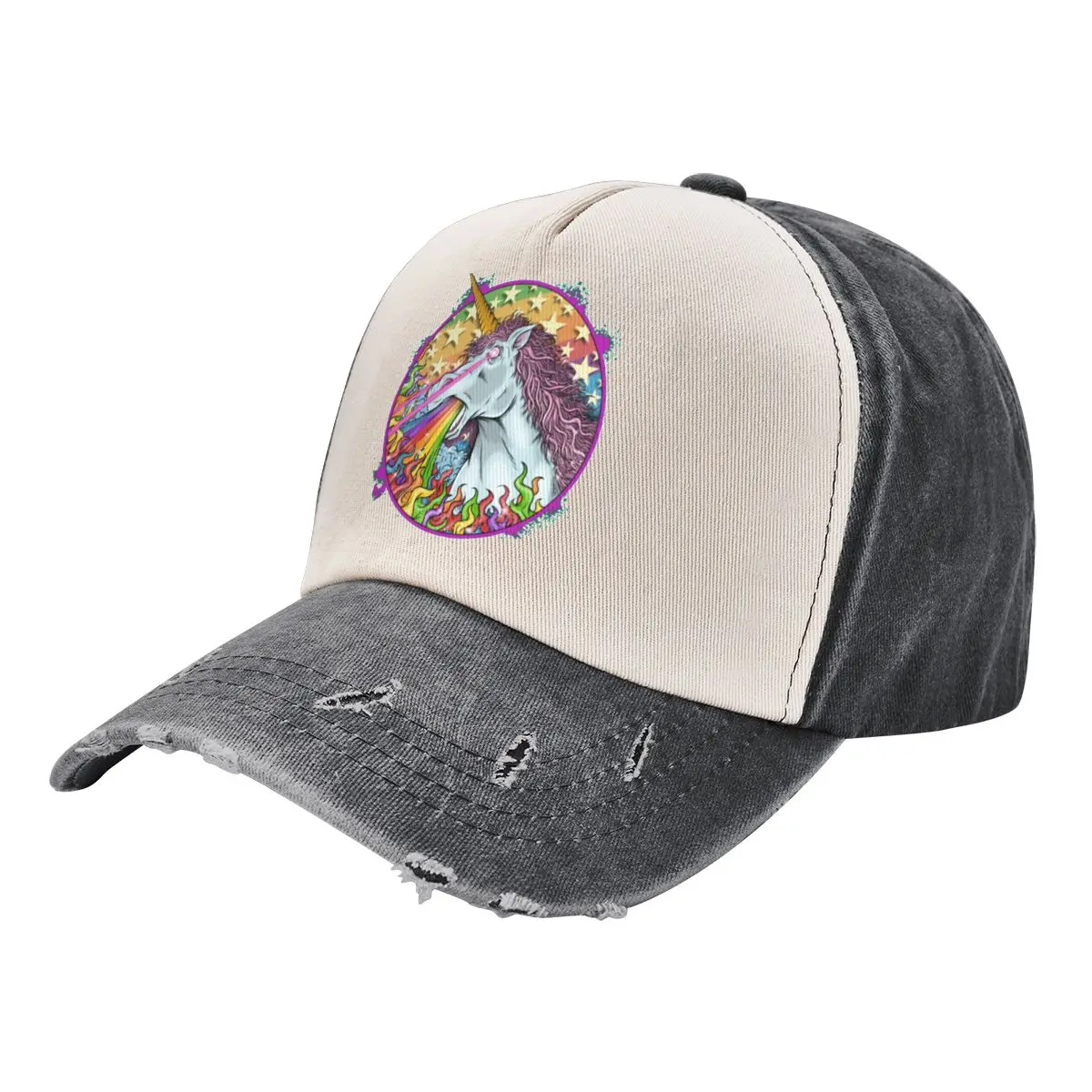 Cowboy color wash hat Divertidos De El Unicornio Unicorn Fishing Four seasons Hat Graphic Cool Sports Unisex Headgear