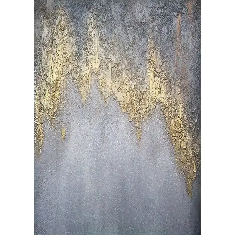 

Серая абстрактная картина маслом ручной работы на холсте, Золотая фольга, настенное художественное украшение, постер, текстурированное абстрактное изображение, вертикальная фреска на заказ