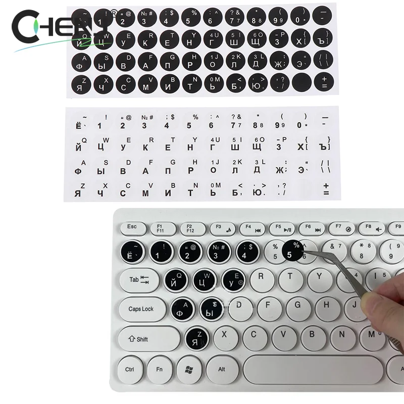 

Russian Smooth Round 2 Colors Keyboard Sticker Language Protective Film Layout Button Letters PC Laptop Accessories