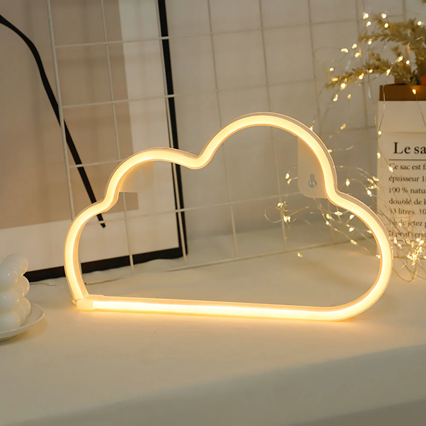 Cloud neon light logo, USB or battery powered novel night light, used to decorate girls\' bedrooms, birthday party gifts, wedding