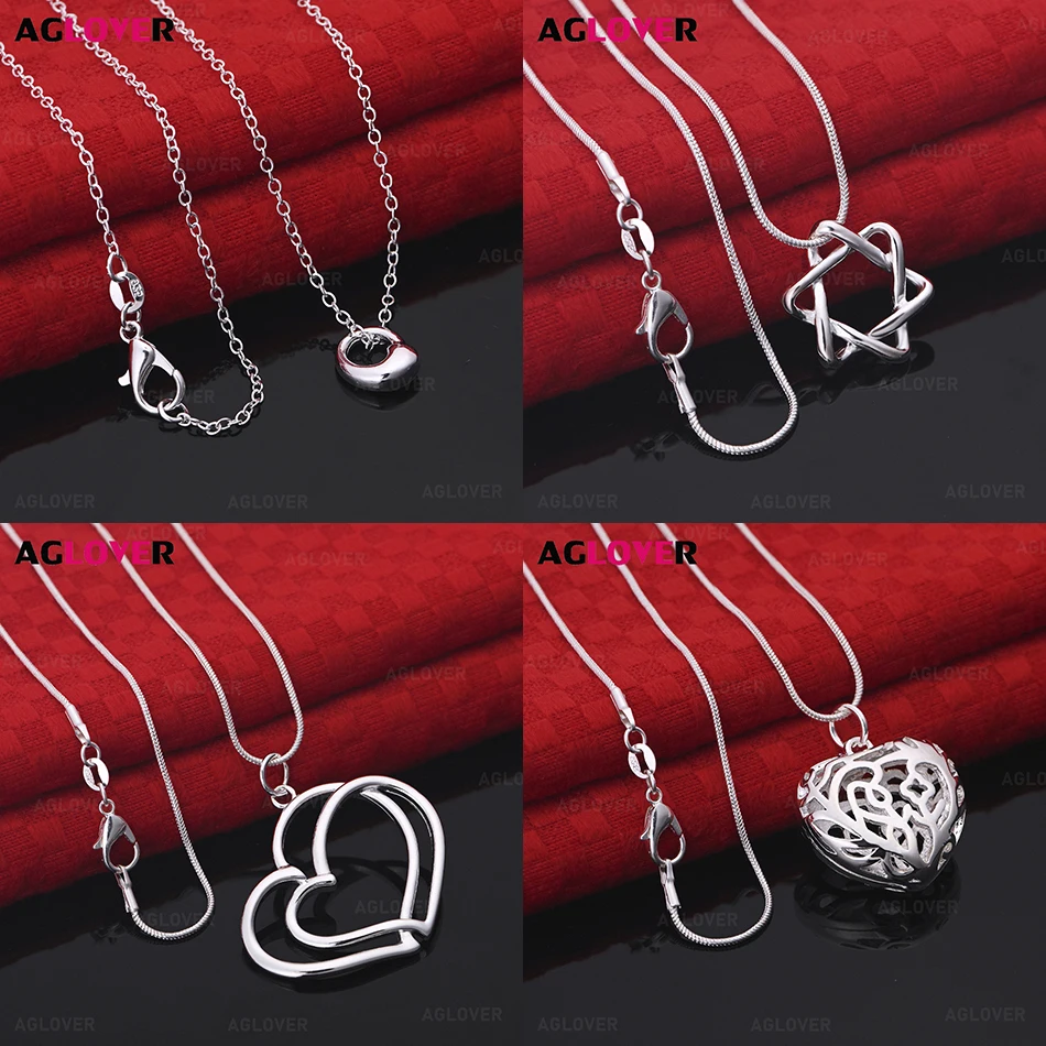 

AGLOVER 925 Sterling Silver Six-pointed Star Thin Chain Pendant Necklace Simple Temperament Women's Birthday Gift Jewelry