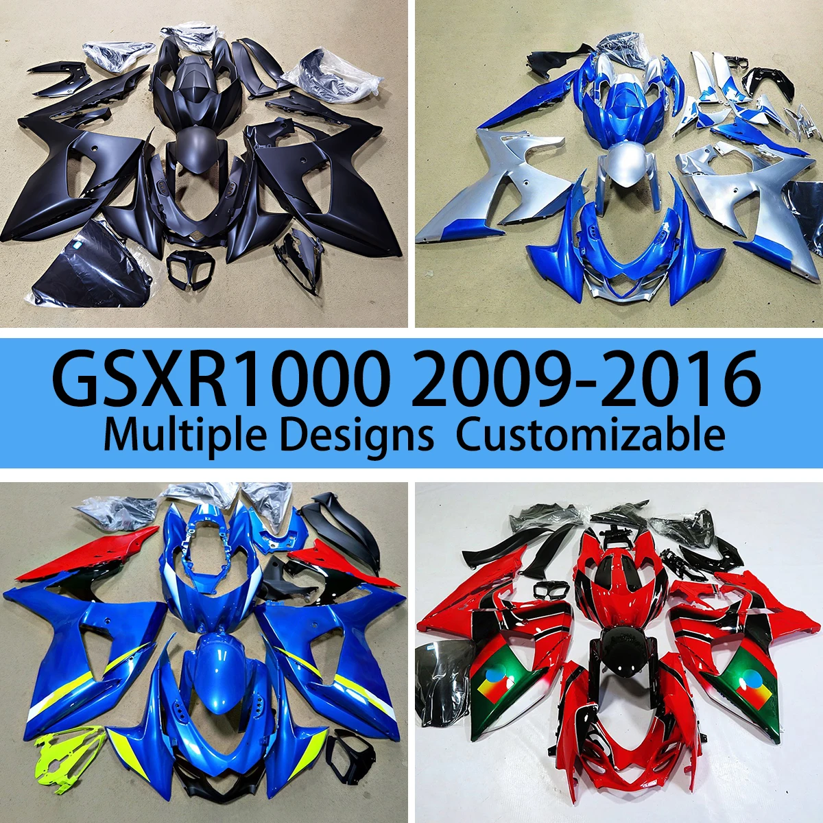 GSXR 1000 2009 2010 2011 2012 2013 2014 2015 2016 Motorcycle Parts Fairings for GSXR1000 09-16 Aftermarket Fairing Panel Kit