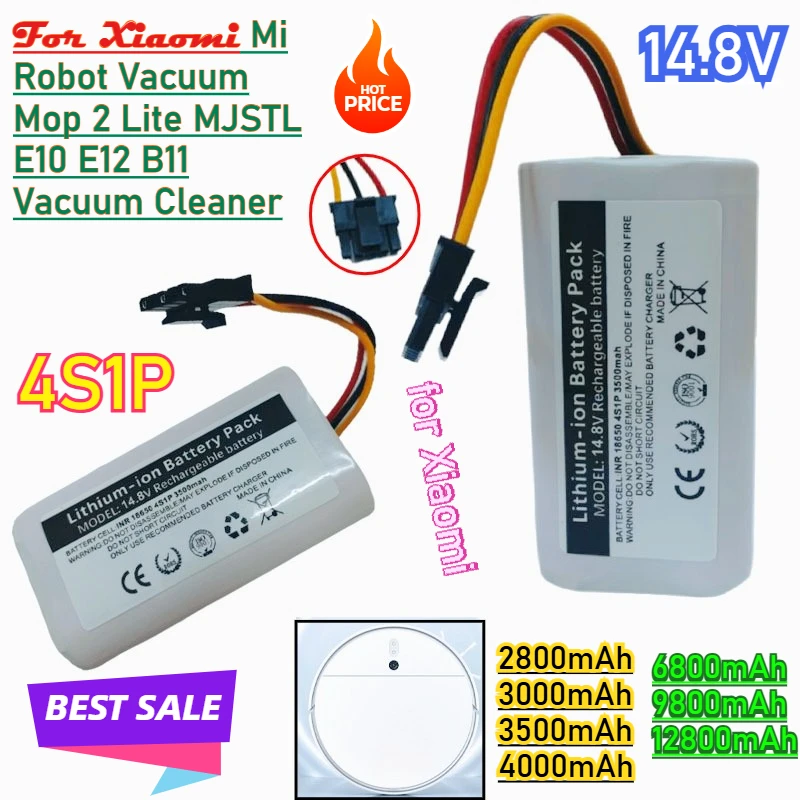 

14.4V/14.8V 6800mAh Rechargeable Li-Ion Battery N011-4S1P for Xiaomi Mi Robot Vacuum Mop 2 Lite MJSTL E10 E12 B11 Vacuum Cleaner