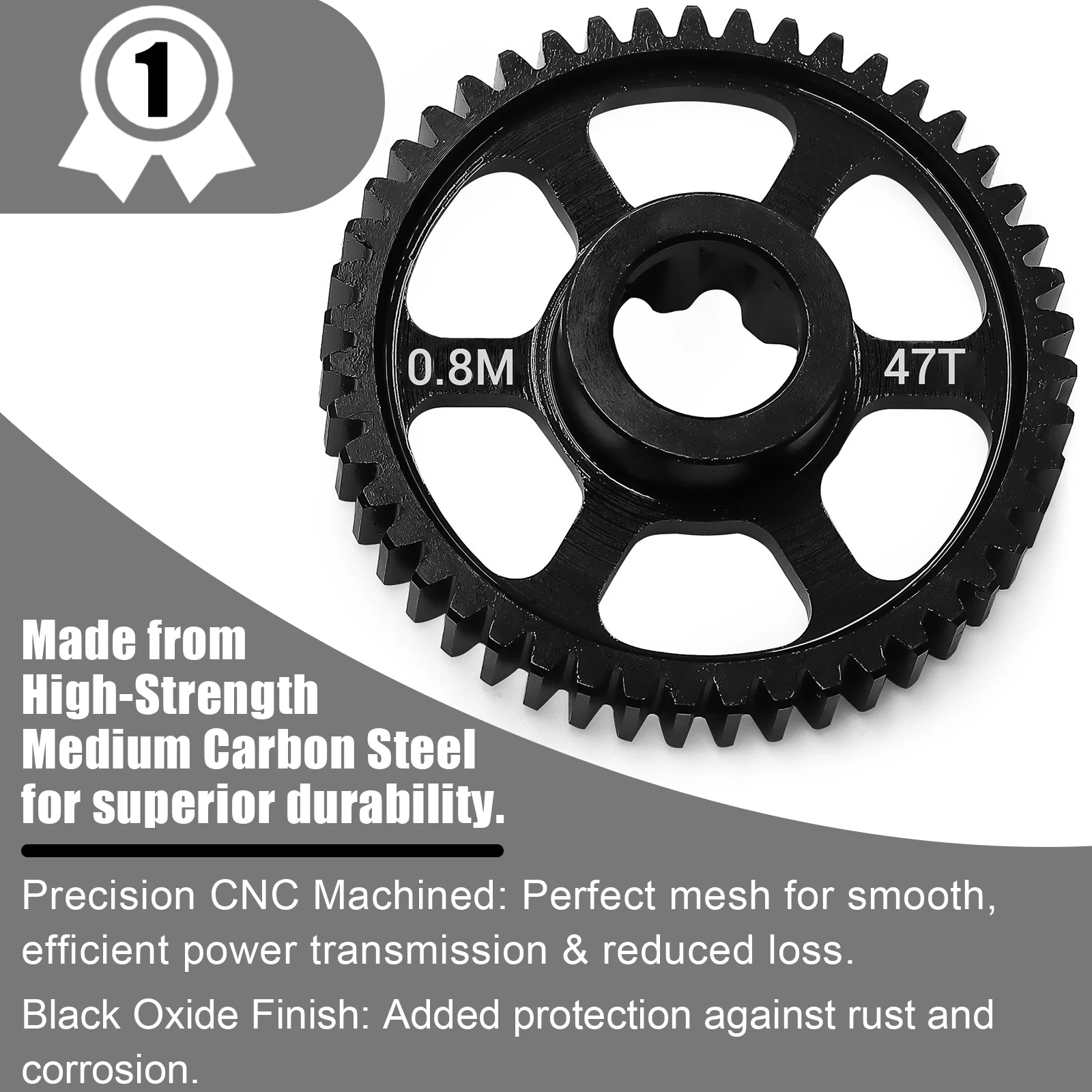 เฟืองสปูร์อัพเกรด RC 0.8M 47T สำหรับ Traxxas 1/16 Mini Maxx/Mini XRT เฟืองดิฟเฟอเรนเชียลเหล็กกล้าคาร์บอนขนาดกลางสำหรับเปลี่ยน # 10756