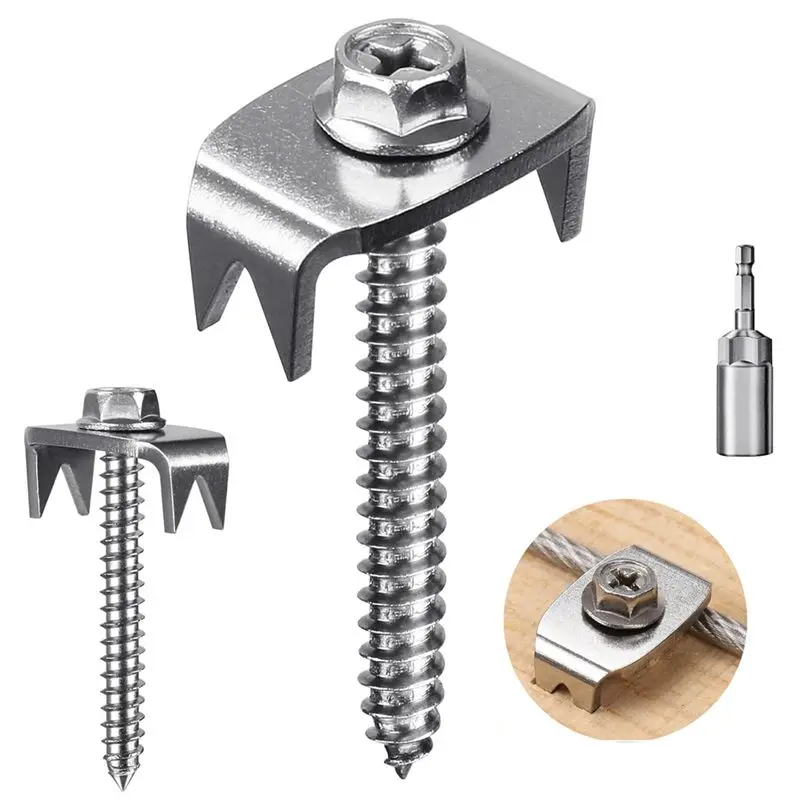 A98E-Wire Fixer Hold, Fence Staples, Fence Nails For Softwood, Reusable Wire Fence Staples Screws For Mesh And Woven Fencing