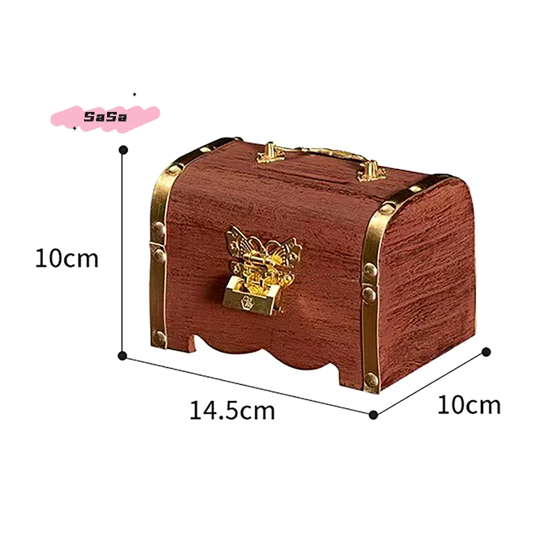 قطعة واحدة من صندوق تخزين صندوق الكنز العتيق مع قفل - حقيبة توفر منظم بنك الخنزير القديم لديكور المنزل #6