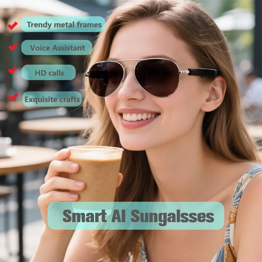 AI Smart SunGlasses Portable Wireless Audio Glasses with AI Translation Music Playback Smart Wearable Headphone Headset