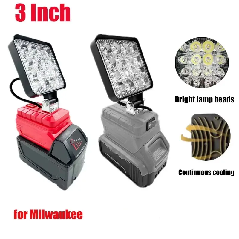 New 3 inch LED work light flashlight suitable for DeWalt/Milwaukee 18V lithium battery outdoor emergency light camping light
