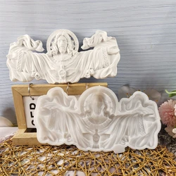Wall Hanging Jesus Statue Cement Concrete Mold Peace Dove Open Shoulders Jesus Gypsum Plaster Mould Craft Ornament Resin Mold