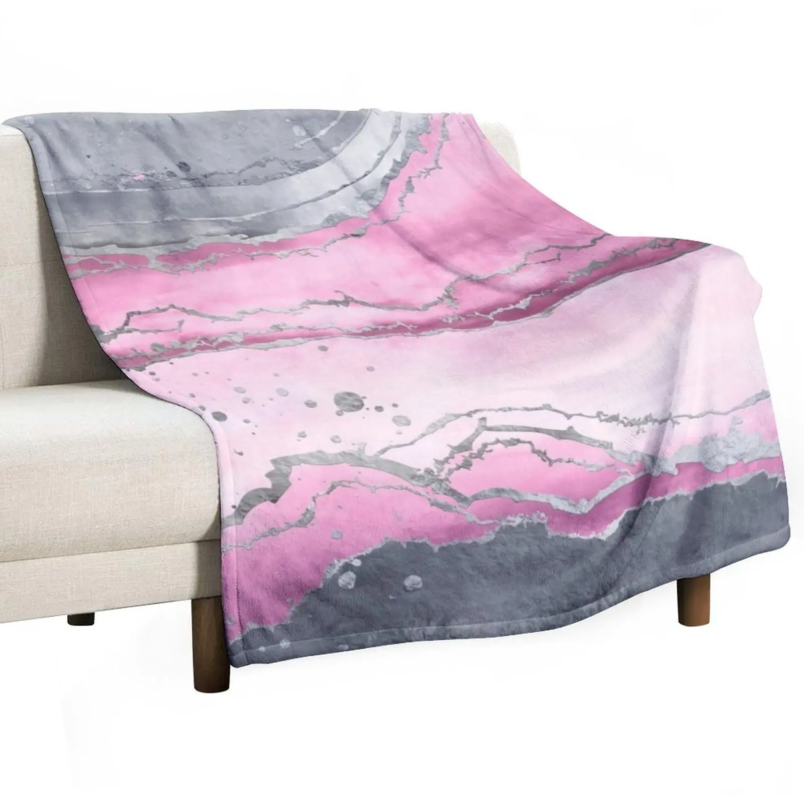 Blush rose marble - pastel pinks, grey and silver Throw Blanket Tourist Soft Plush Plaid Summer Blankets