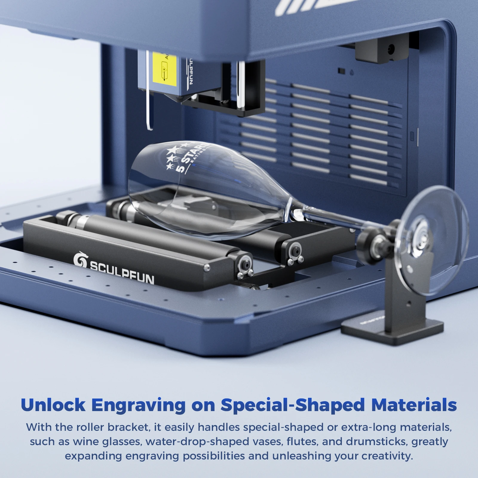 SCULPFUN RA بكرة أسطوانية منقوشة دوارة صغيرة 360 درجة °   الدورية لآلة النقش بالليزر C1 iCube iCube Ultra