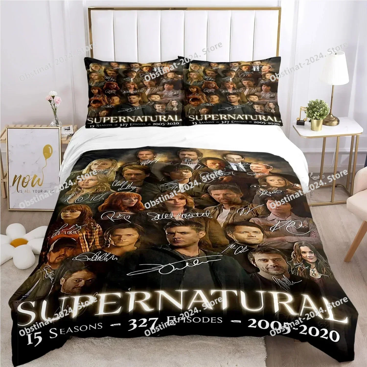 2024 Personality supernaturalbed Bedding Set Printed single Comforter Duvet Cover Pillow Case 3 Pieces Set Kids Adult Size