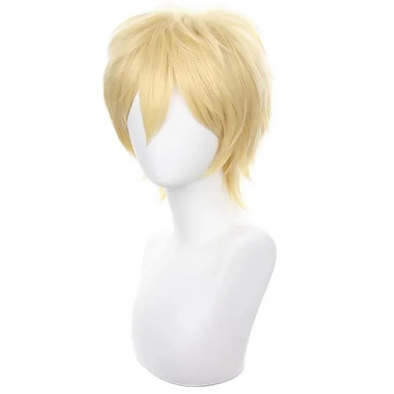 2025 12 شعر مستعار كوسبلاي للهالوين أنيمي مضاد للتجعيد للرجال أصفر فاتح شعر قصير عبر الحدود #3