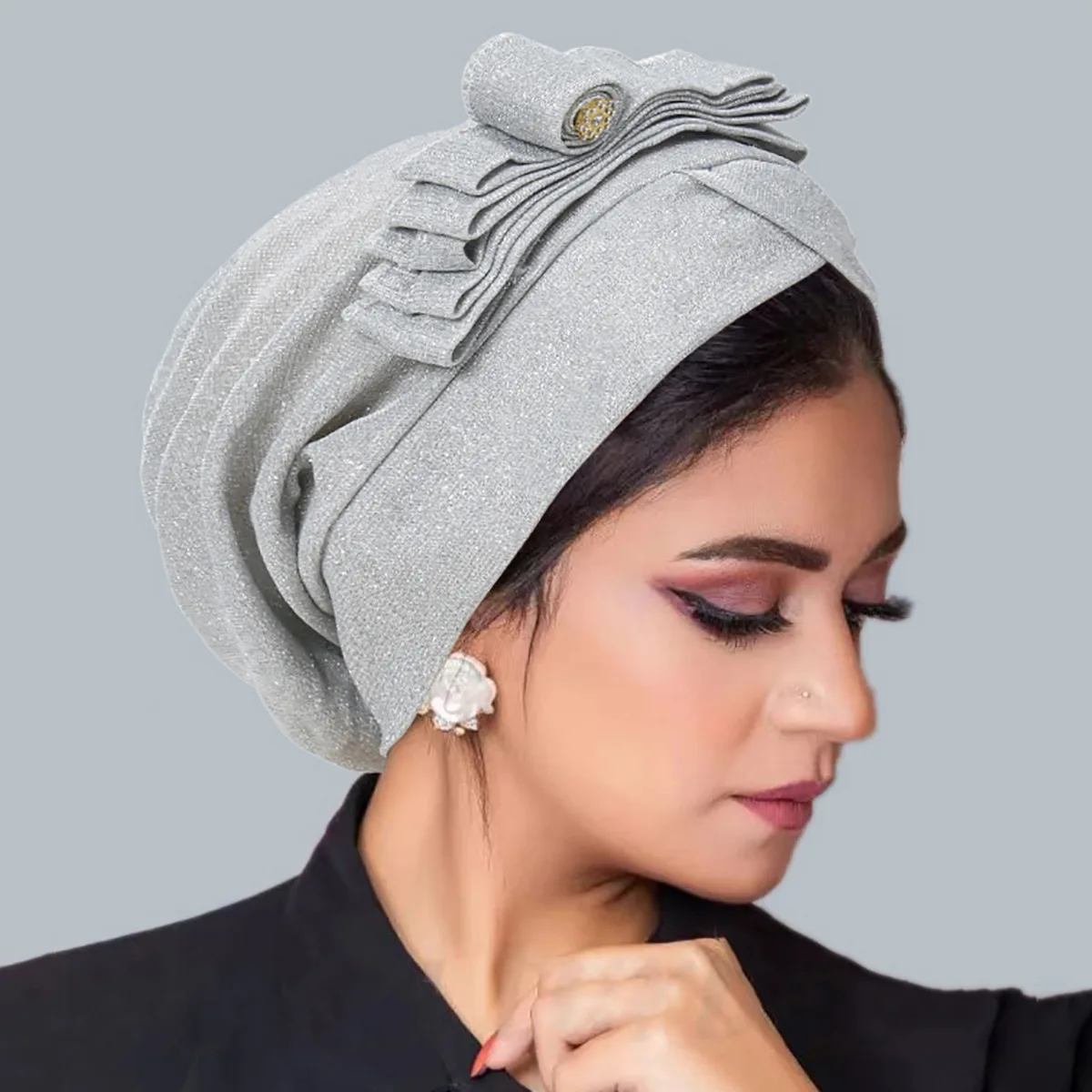 

New Women Big Bow Turban Hair Accessories India Hat Turban Head Wrap Chemo Cap Muslim Inner Hijabs Hats Bonnet Islamic Beanies