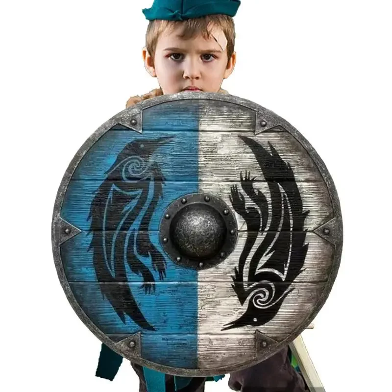 Wooden Vintage Authentic Battleworn Viking Shield Decorative Shield Toy for Restaurant Viking Pretext Medieval Pretext For Kid